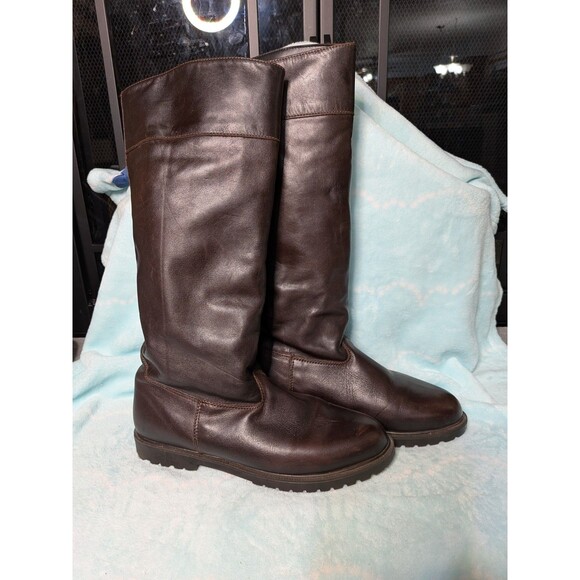 Vintage La Canadienne Tall Brown Leather Winter Riding Boots Insulated Wo.8½ EUC